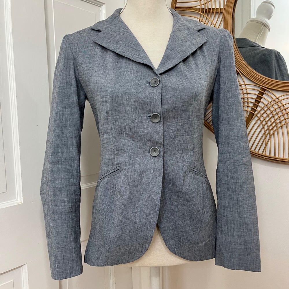 Lilith Linen Cotton Blazer Jacket Women M 40 Avant Garde Asymmetric Chic French